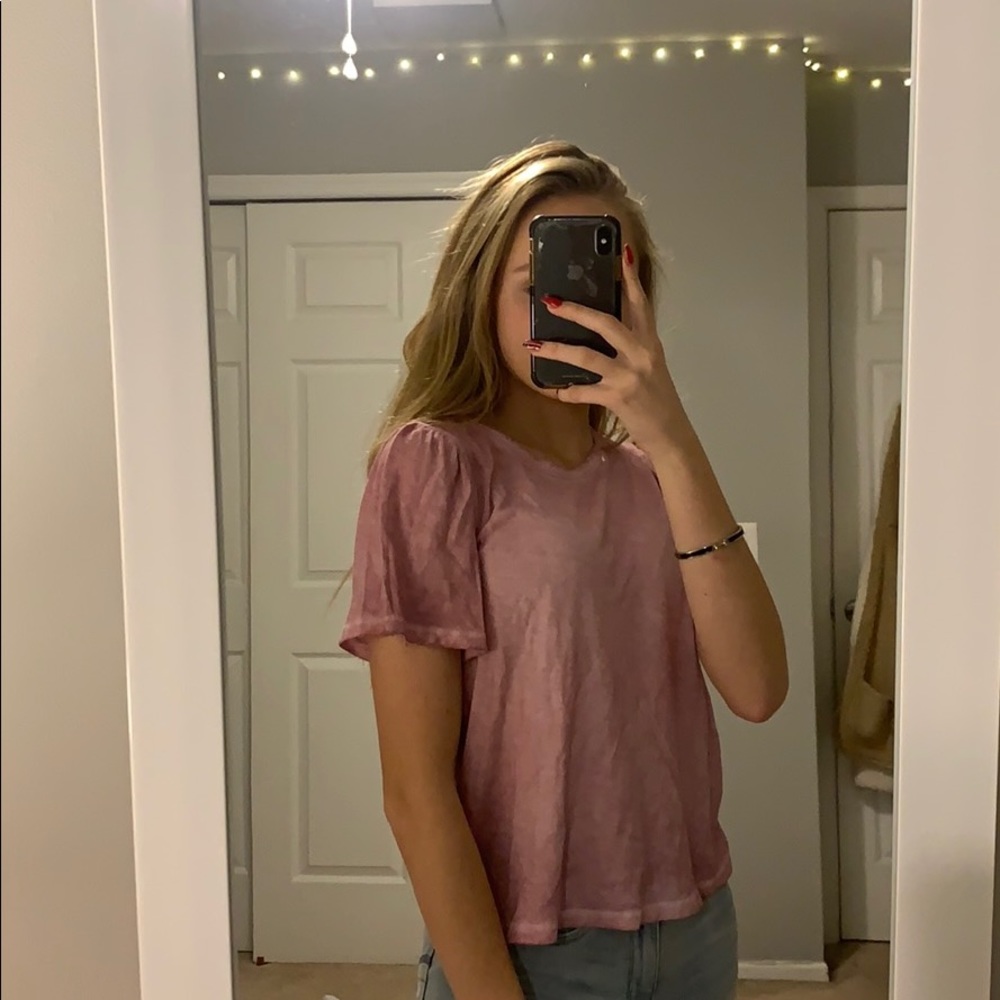 color washed pink tee